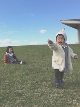 「babyGAP（babyGAP）のアイテム（ワンピース/ドレス、グレー系）」を使った、ａｎｋｏ*さん（キッズ・80cm）の冬コーディネート