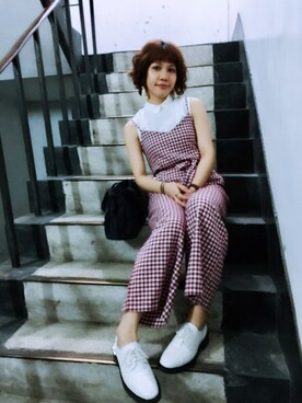 「LOVFEE（ラッフィ）のアイテム（つなぎ/オールインワン）」を使った、Kiwiさん（レディース・159cm）の夏コーディネート