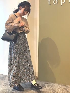 「Green　Parks（グリーンパークス）のビット金具付きミニショルダーバッグ＊（ショルダーバッグ）」を使った、YURIさん（レディース・152cm）の春コーディネート