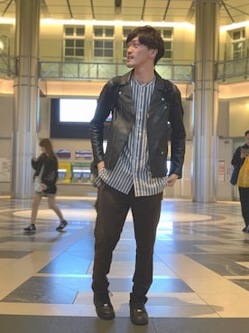 「patagonia」｜「アイテム（ライダースジャケット）」を使った、itouさん（メンズ・178cm）の春コーディネート