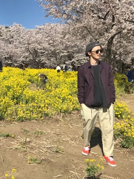 「Champion（チャンピオン）のアイテム（ハンチング/ベレー帽）」を使った、itouさん（メンズ・178cm）の春コーディネート