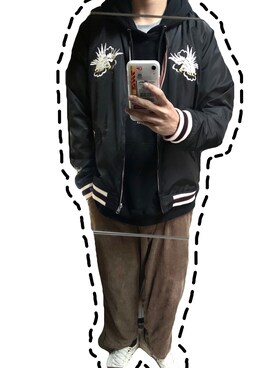 「fuct（ファクト）のアイテム（ジャケット/アウター）」を使った、王哪儿跑さん（メンズ・178cm）の冬コーディネート