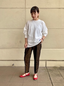「BEAUTY&YOUTH UNITED ARROWS（ビューティーアンドユースユナイテッドアローズ）のBY レオパードジャカードバックゴムテーパードパンツ ◆（その他パンツ）」を使った、KATAさん（レディース・159cm）の秋コーディネート