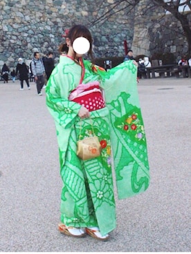 「刺繍」｜「アイテム（水着/着物・浴衣）」を使った、みーさん（レディース・154cm）の冬コーディネート