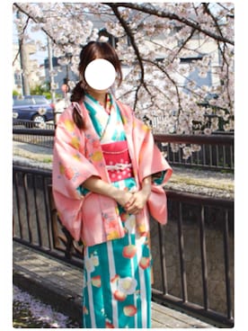 「花見」｜「アイテム（浴衣）」を使った、みーさん（レディース・154cm）の春コーディネート