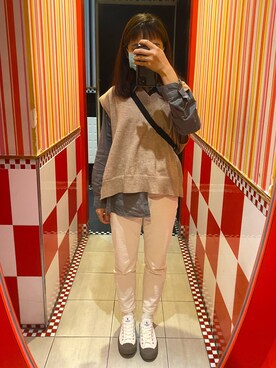 「NOのアイテム（トップス）」を使った、車干さん（レディース・162cm）の春コーディネート