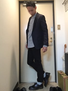 「COMME　CA COMMUNE（コムサコミューン）のアイテム（テーラードジャケット）」を使った、後藤 将さん（メンズ・173cm）の冬コーディネート