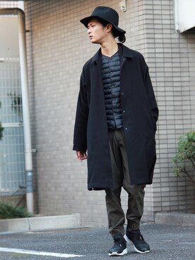 「PUMA」｜「アイテム（ステンカラーコート）」を使った、KURE.さん（メンズ・174cm）の冬コーディネート