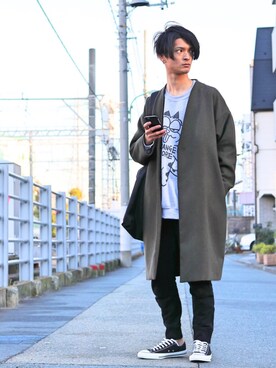 「JUNRED（ジュンレッド）のアイテム（トートバッグ）」を使った、KURE.さん（メンズ・174cm）の冬コーディネート
