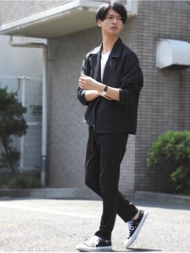 「JUNRED（ジュンレッド）のアイテム（ライダースジャケット）」を使った、KURE.さん（メンズ・174cm）の春コーディネート