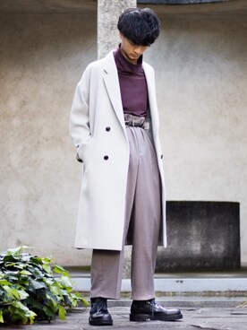 チェスターコートを使った 白コート のメンズ人気ファッションコーディネート ユーザー ショップスタッフ Wear