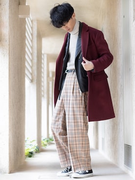 「JUNRED（ジュンレッド）のアイテム（ライダースジャケット）」を使った、KURE.さん（メンズ・174cm）の冬コーディネート