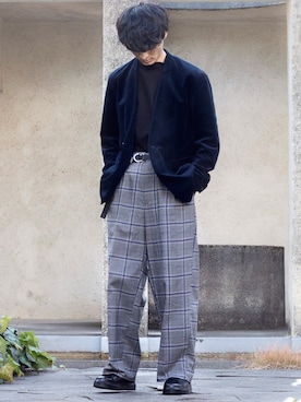 「JUNRED（ジュンレッド）のアイテム（ノーカラージャケット）」を使った、KURE.さん（メンズ・174cm）の冬コーディネート