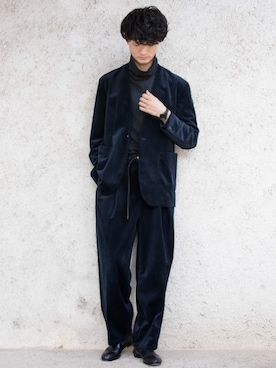 「JUNRED（ジュンレッド）のアイテム（ノーカラージャケット）」を使った、KURE.さん（メンズ・174cm）の冬コーディネート