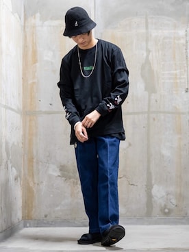 「JUNRED（ジュンレッド）のアイテム（サンダル）」を使った、KURE.さん（メンズ・174cm）の春コーディネート