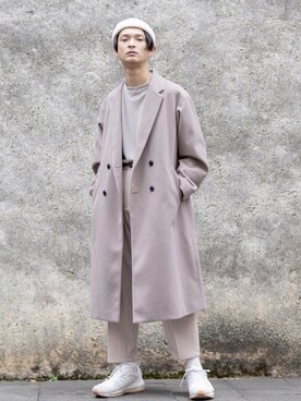 「JUNRED（ジュンレッド）のアイテム（チェスターコート）」を使った、KURE.さん（メンズ・174cm）の冬コーディネート