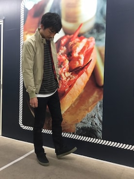 「BARACUTA（バラクータ）のアイテム」を使った、Sasaさん（メンズ・178cm）の春コーディネート