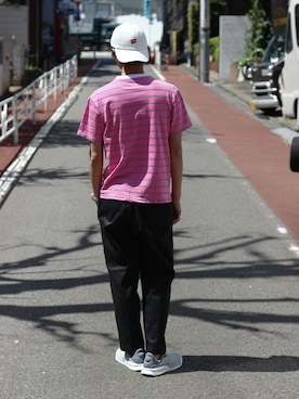 「HANES（ヘインズ）のアイテム（帽子）」を使った、Sasaさん（メンズ・178cm）の夏コーディネート