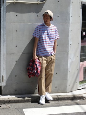 「HANES（ヘインズ）のアイテム（帽子）」を使った、Sasaさん（メンズ・178cm）の春コーディネート