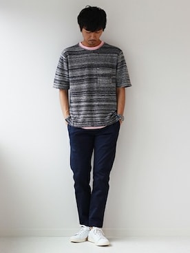 「JOURNAL STANDARD（ジャーナルスタンダード）のアイテム（トップス）」を使った、Sasaさん（メンズ・178cm）の夏コーディネート