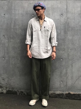 「オールスター」｜「アイテム（ハンチング/ベレー帽）」を使った、taxinさん（メンズ・187cm）の夏コーディネート