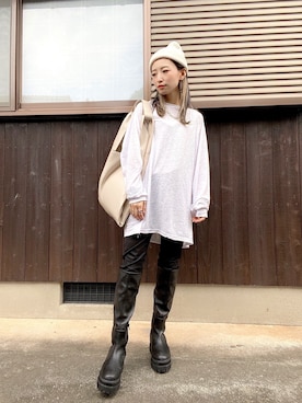 「JEANASIS（ジーナシス）のアイテム（ブーツ）」を使った、MiHOさん（レディース・150cm）の秋コーディネート
