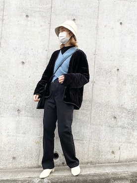 「ローリーズファーム(LOWRYS FARM)」｜「アイテム（ノーカラーコート）」を使った、がいこさん（レディース・163cm）の冬コーディネート