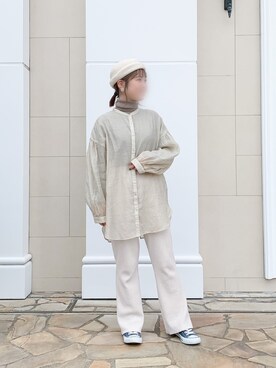 「UNIQLO（ユニクロ）のエクストラファインメリノリブタートルネックセーター（長袖）（ニット/セーター）」を使った、sayo.さん（レディース・150cm）の秋コーディネート