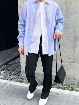 「シャツオンシャツ」｜「アイテム（バッグ）」を使った、リョウさん（メンズ・173cm）の春コーディネート