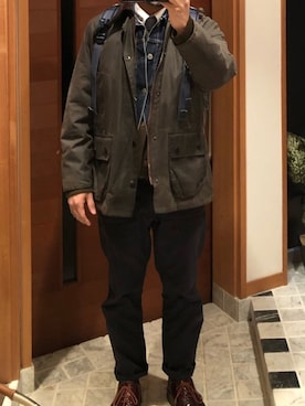 「アイテム（ドレスシューズ、ブラウン系）」を使った、ルークスカイウォーカーさん（メンズ・165cm）の冬コーディネート