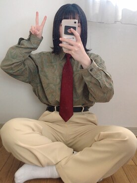 「メンズライクコーデ」｜「アイテム（チノパンツ）」を使った、uiuiさん（レディース・155cm）の春コーディネート