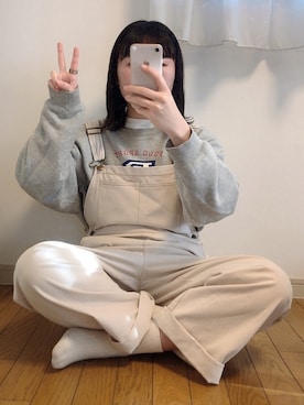 「メンズライク女子」｜「アイテム（オールインワン・サロペット）」を使った、uiuiさん（レディース・155cm）の春コーディネート
