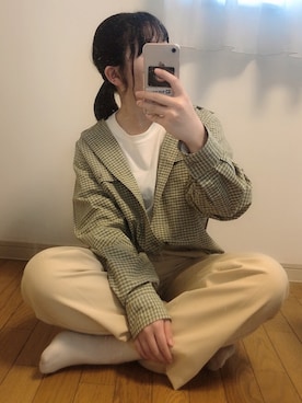「メンズライクコーデ」｜「アイテム（チノパンツ）」を使った、uiuiさん（レディース・155cm）の春コーディネート