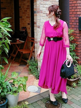 「アイテム（ドレス、ピンク系）」を使った、フォービー大宮マルイ店3階さん（レディース・160cm）の秋コーディネート