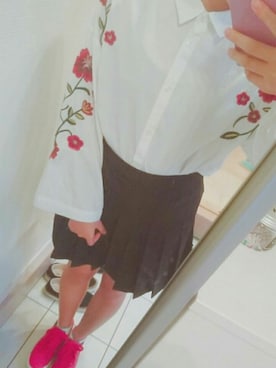 「WEGO（ウィゴー）のアイテム（スカート、ブラック系）」を使った、m i k i *.さん（レディース・150cm）の秋コーディネート