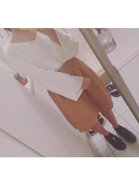 「earth music&ecology（アースミュージックアンドエコロジー）のアイテム（スカート、ベージュ系）」を使った、m i k i *.さん（レディース・150cm）の秋コーディネート