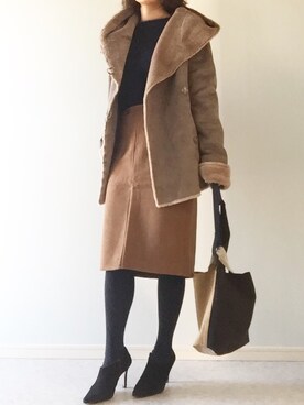 「URBAN RESEARCH（アーバンリサーチ）のアイテム（ムートンコート）」を使った、Limiさん（レディース・152cm）の冬コーディネート
