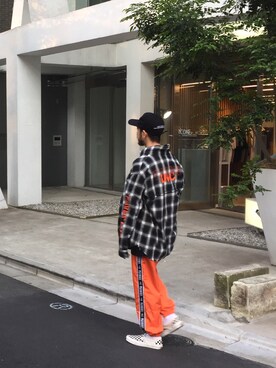 「PLEASURES（プレジャー）のアイテム（帽子）」を使った、Kouta Horiuchiさん（メンズ・172cm）の春コーディネート