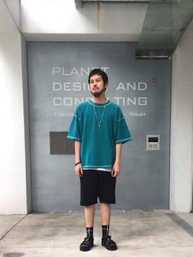 「MONKEY TIME（モンキータイム）のアイテム（ブレスレット）」を使った、Kouta Horiuchiさん（メンズ・172cm）の夏コーディネート