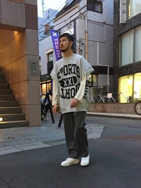 「MONKEY TIME（モンキータイム）のアイテム（ブレスレット）」を使った、Kouta Horiuchiさん（メンズ・172cm）の秋コーディネート