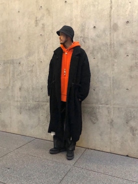 「MONKEY TIME（モンキータイム）のアイテム（チェスターコート）」を使った、Kouta Horiuchiさん（メンズ・172cm）の冬コーディネート