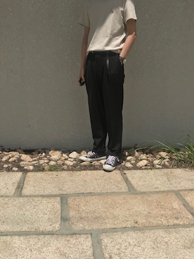 「メゾン キツネ(MAISON KITSUNE)」｜「アイテム（スニーカー）」を使った、Yama さん（メンズ・175cm）の夏コーディネート