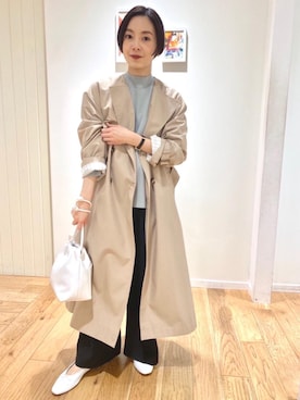 「green label relaxing（グリーンレーベルリラクシング）のアイテム（トレンチコート）」を使った、山田（yamada）さん（レディース・151cm）の冬コーディネート