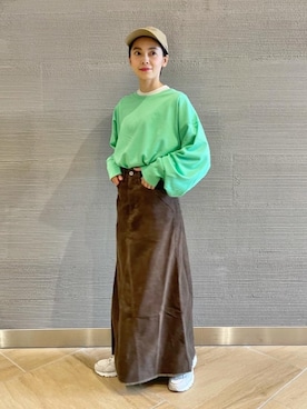 「袖ボリューム」｜「アイテム（キャップ）」を使った、山田（yamada）さん（レディース・151cm）の秋コーディネート
