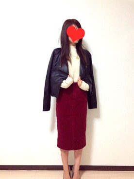 「SPIRALGIRL（スパイラルガール）のアイテム（ライダースジャケット）」を使った、A_chanさん（レディース・150cm）の秋コーディネート