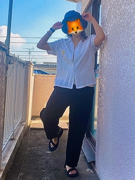 「アロハシャツ」｜もちのまうさん（レディース・155cm）の夏コーディネート