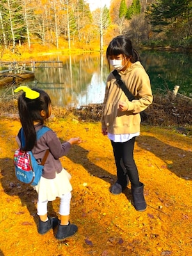 「devirock（デビロック）のアイテム（ボディバッグ/ウエストポーチ）」を使った、y32さん（キッズ・135cm）の秋コーディネート