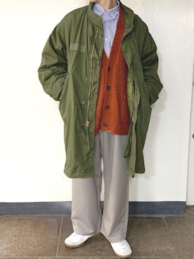 「ジャーマントレーナー」｜「アイテム（モッズコート）」を使った、ルイさん（メンズ・167cm）の冬コーディネート