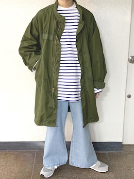 「バスクシャツ」｜「アイテム（モッズコート）」を使った、ルイさん（メンズ・167cm）の春コーディネート