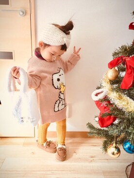 「アイテム（トートバッグ）」を使った、R i iさん（キッズ・90cm）の冬コーディネート